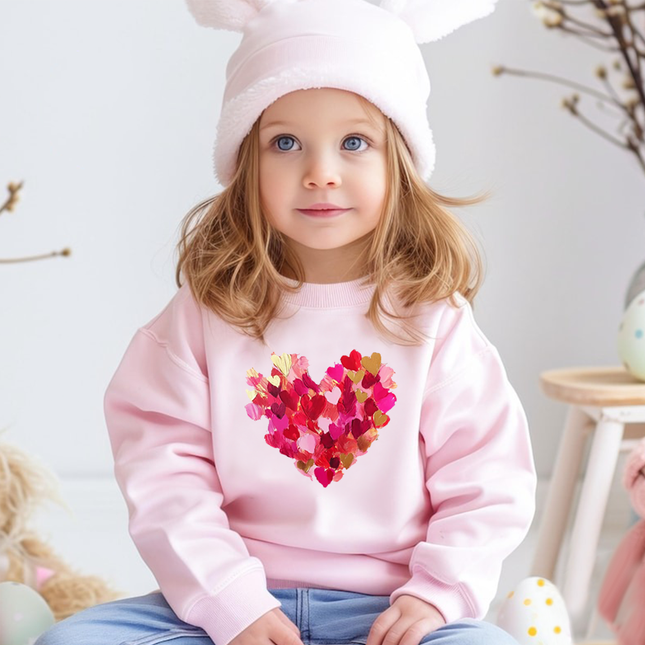 Brushstroke Heart Valentines Day Kids Sweatshirt