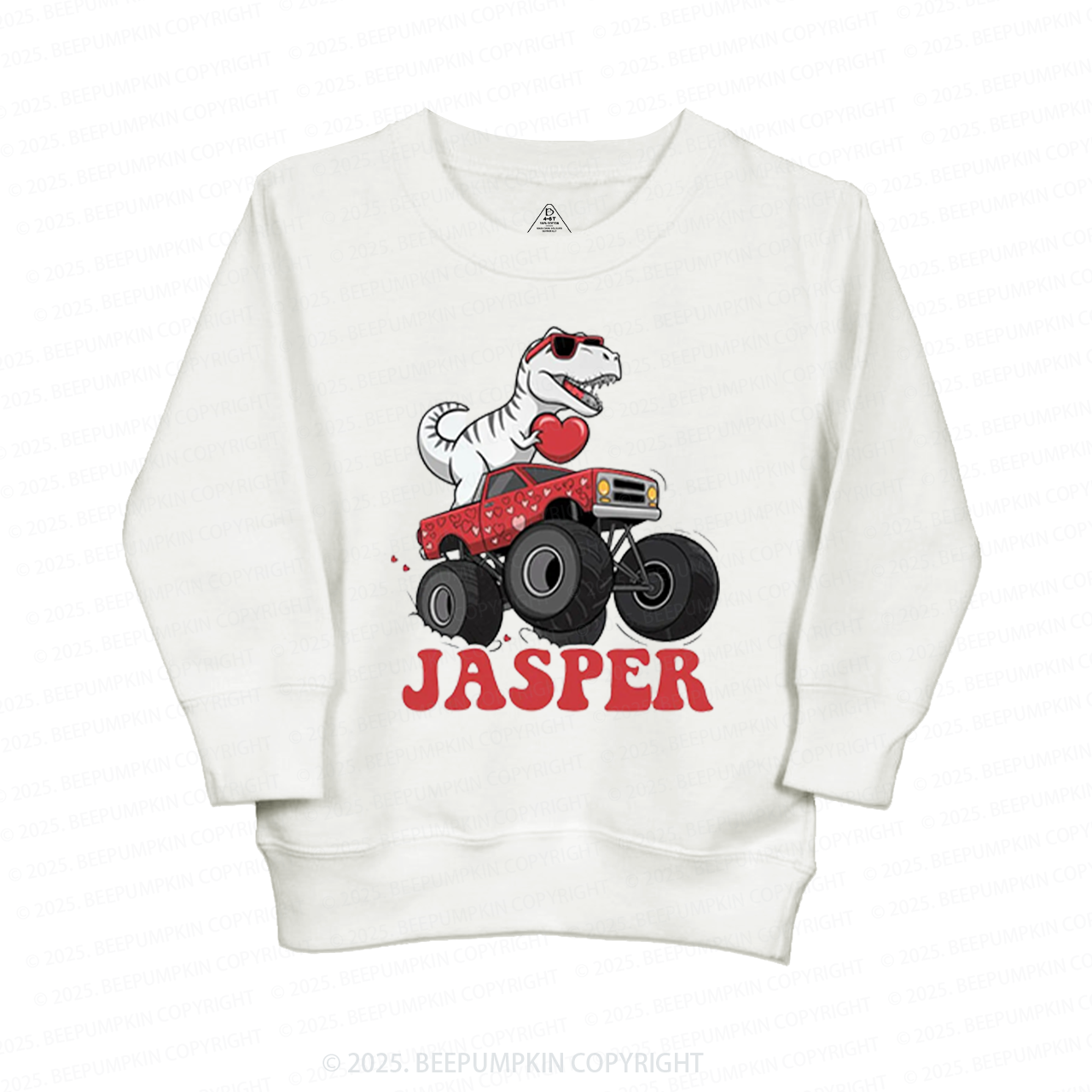 Personalized Dinosaur Valentines Kids Sweatshirt