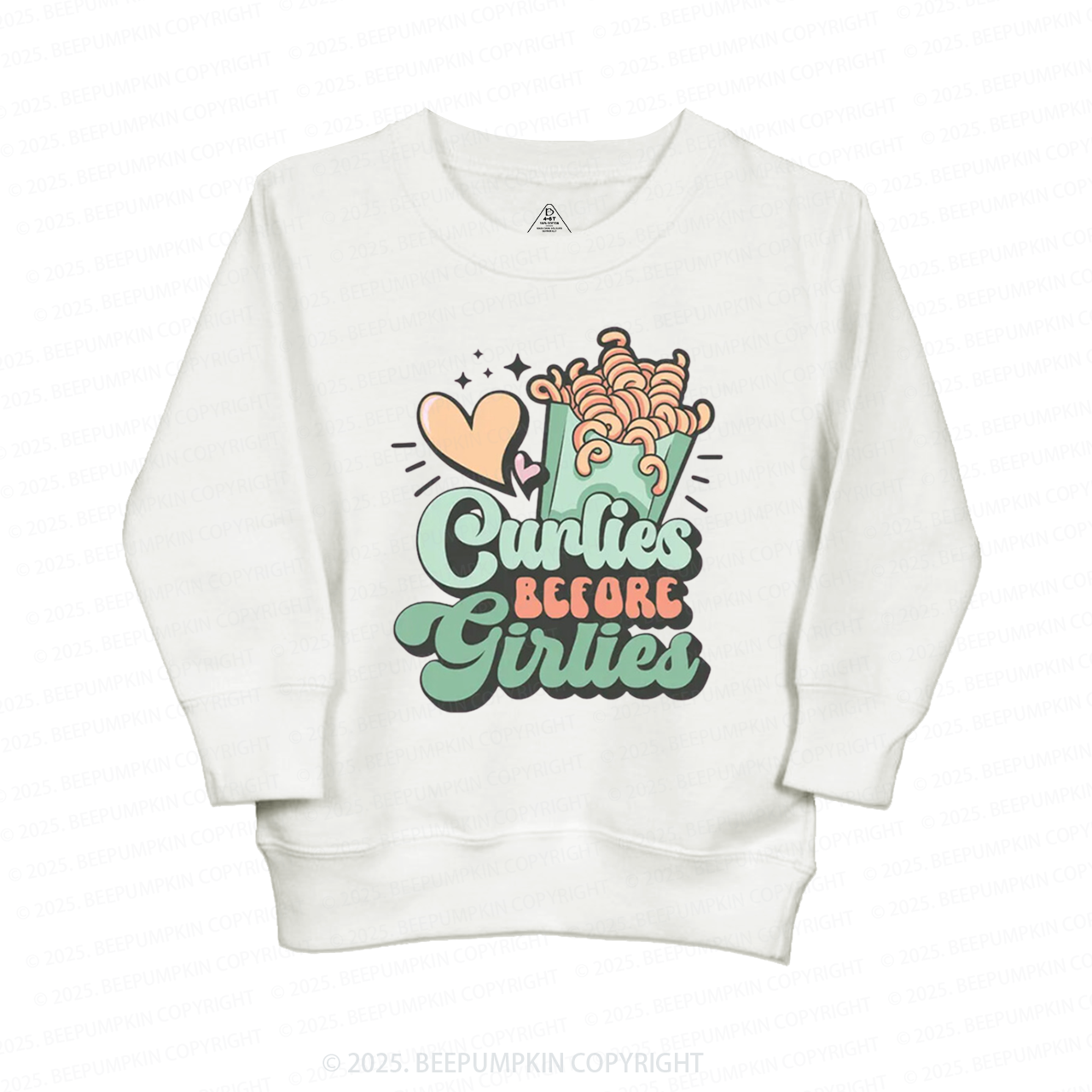 Curlies Before Girlies Valentine's Day Kid's Sweatshirt