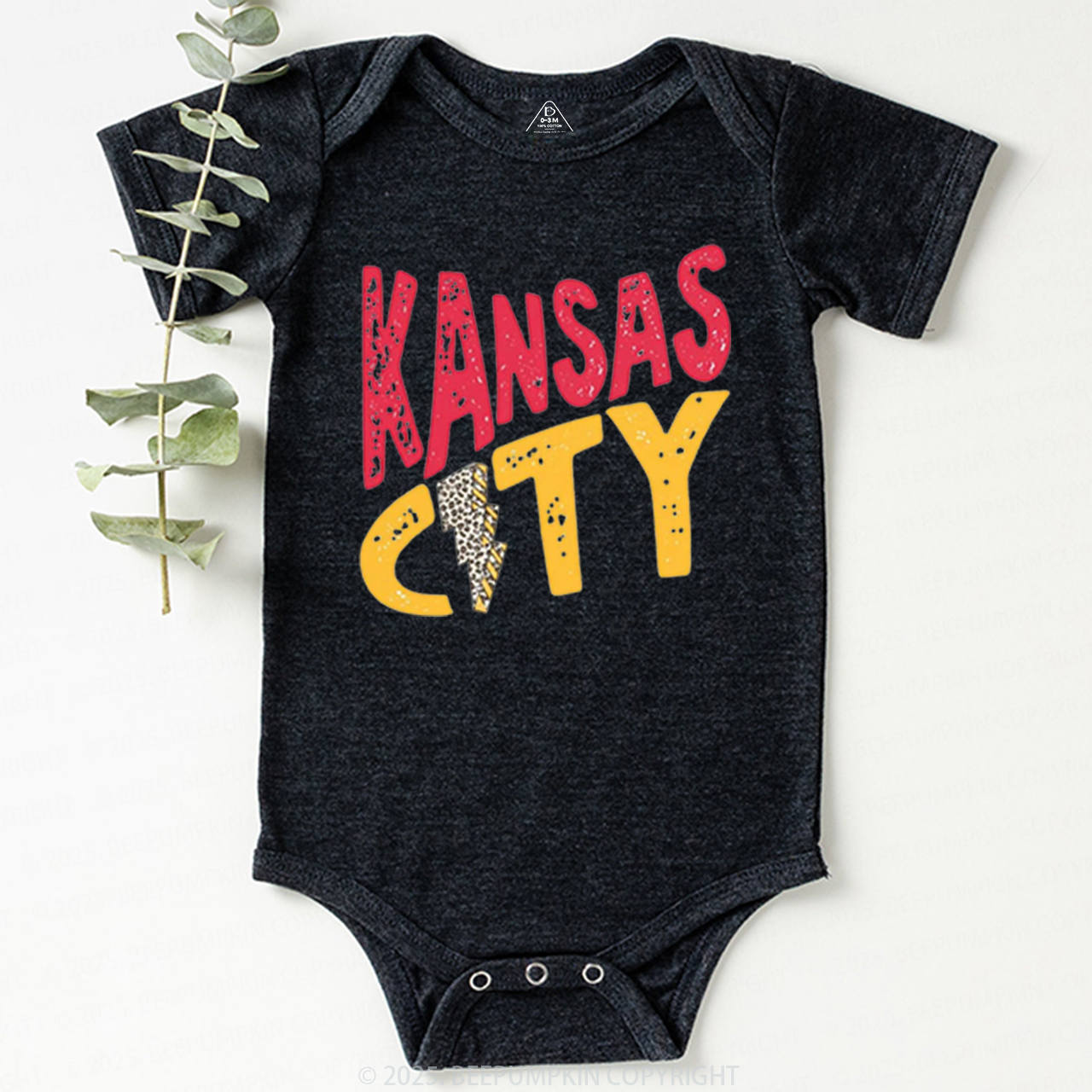 KC Leopard Lightning Football Bodysuit Beepumpkin 