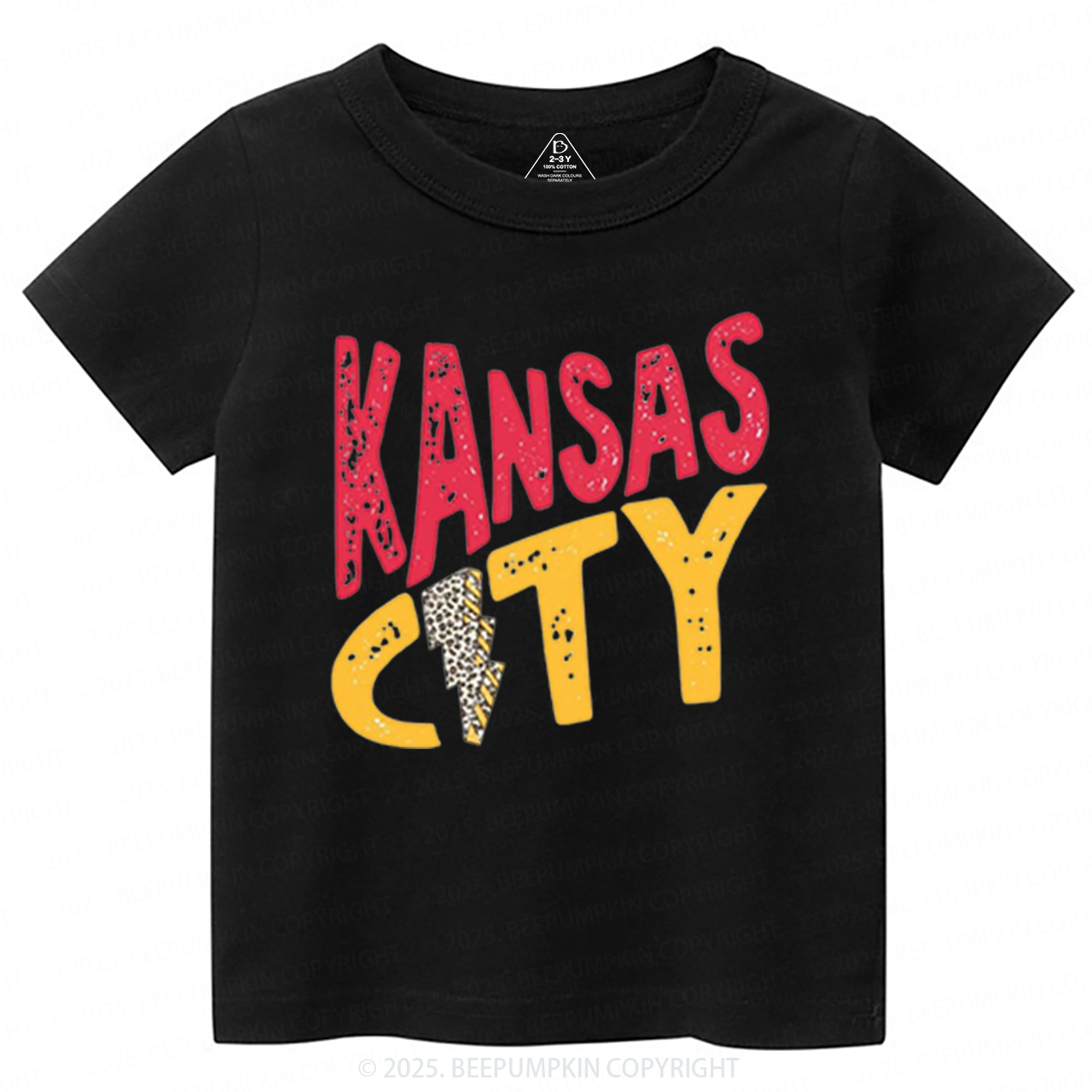 KC Leopard Lightning Football Toddler&Kid's Tees Beepumpkin