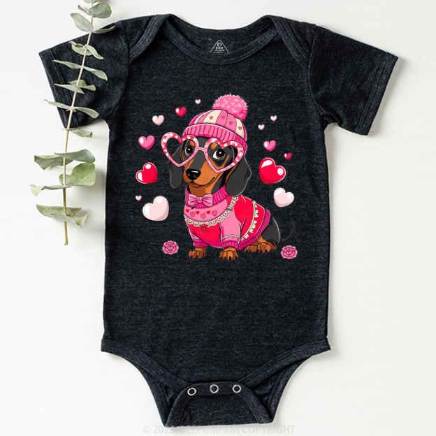Dachshund Dog Valentine's Day Bodysuit Beepumpkin