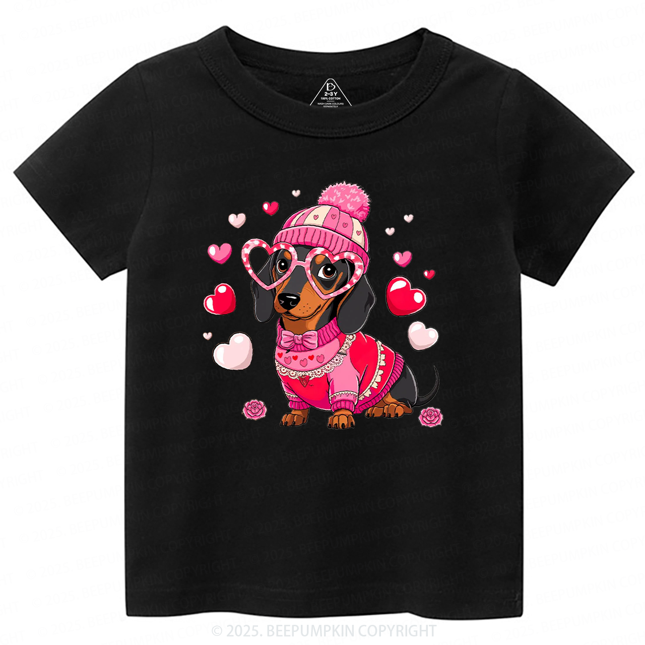 Dachshund Dog Valentine's Day Toddler&Kid's Tees Beepumpkin