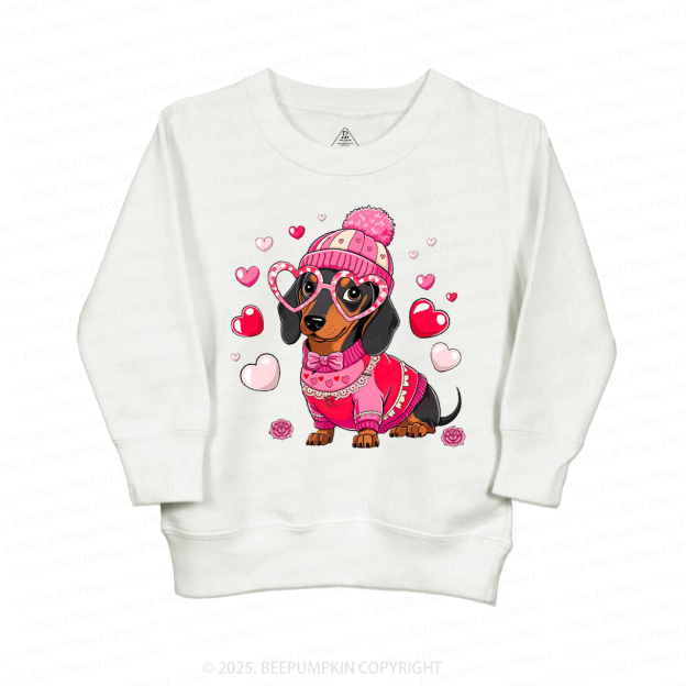 Dachshund Dog Valentine's Day Kid's Sweatshirt