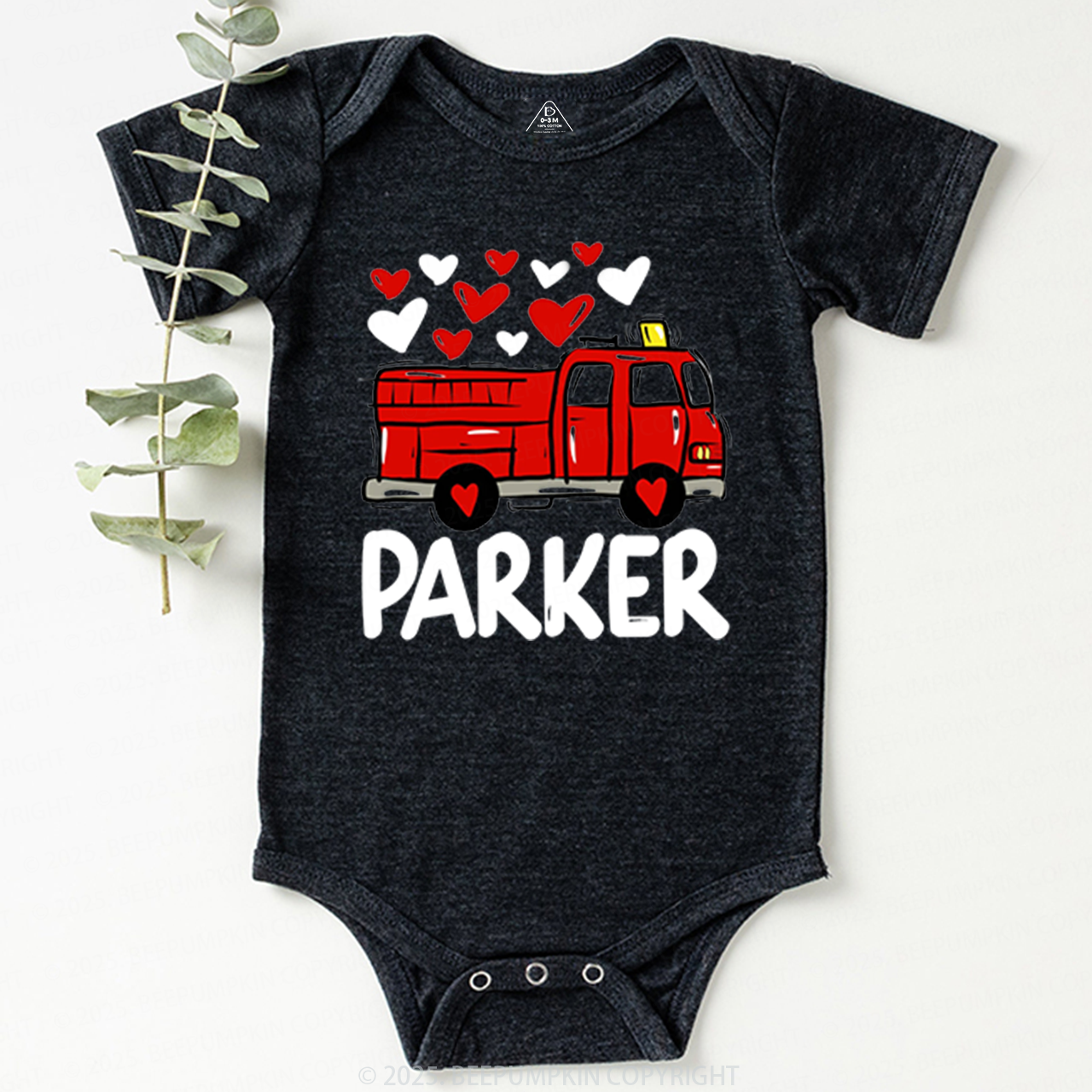 Fire Truck Valentine's Day Bodysuit Beepumpkin