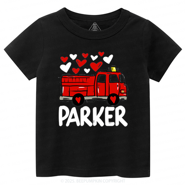Fire Truck Valentine's Day Toddler&Kid's Tees Beepumpkin