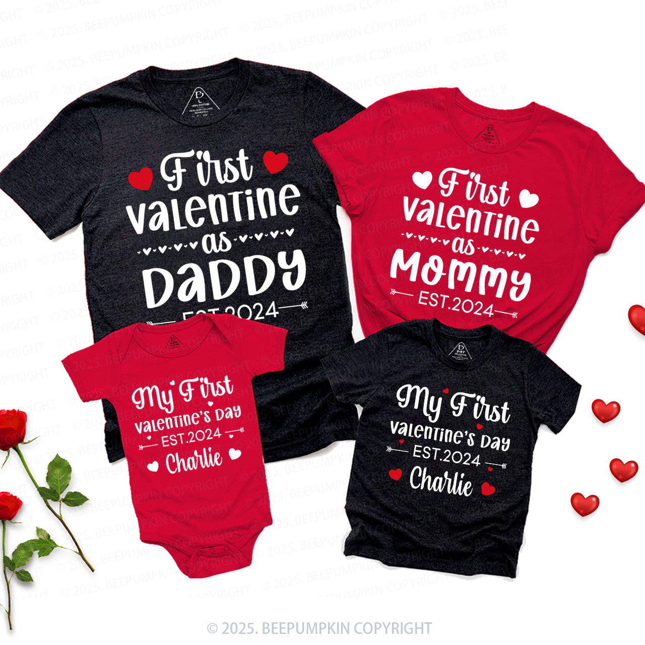 First Time As Valentine's Family Matching Shirts