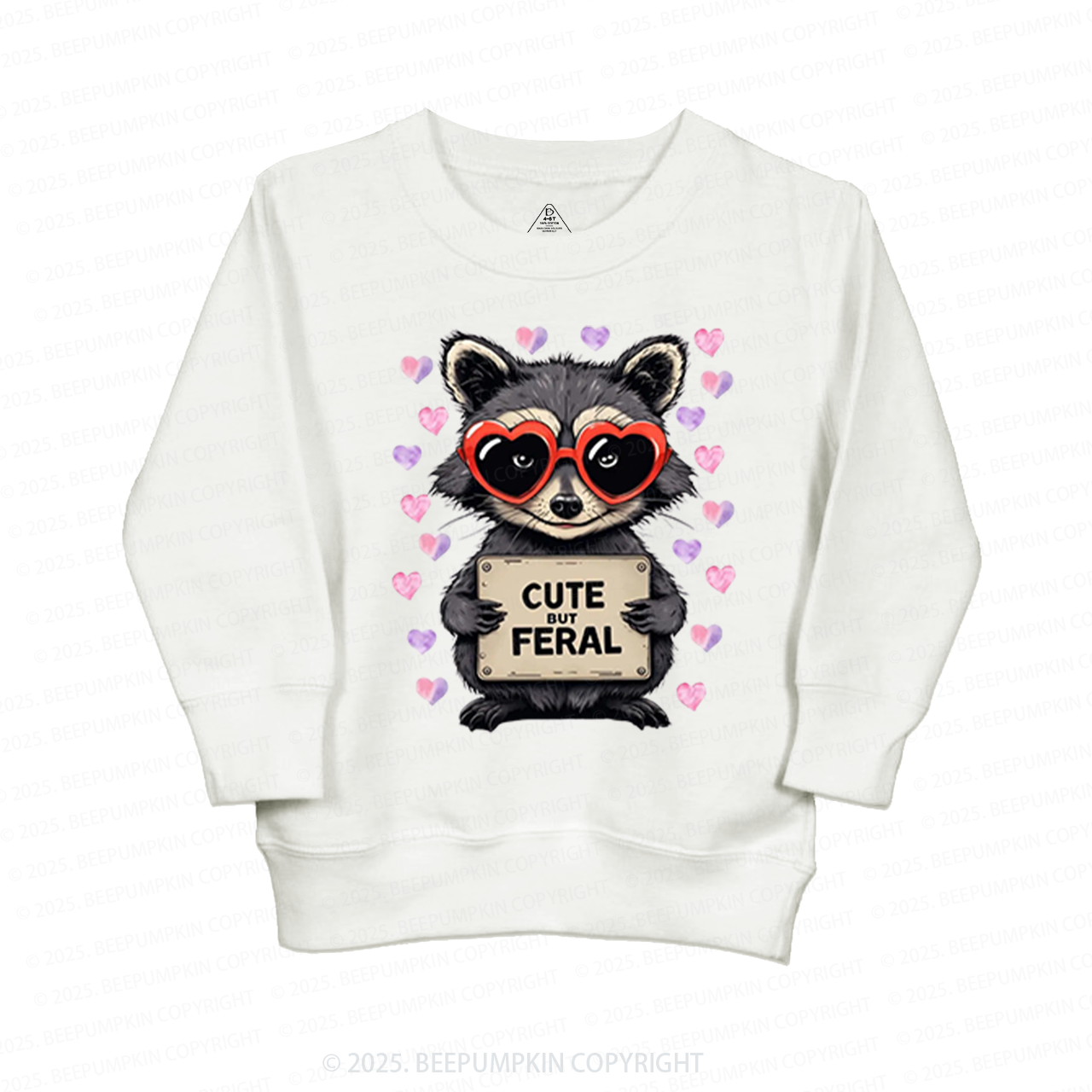 Cute But Feral Valentine's Day Kid's Sweatshirt 2