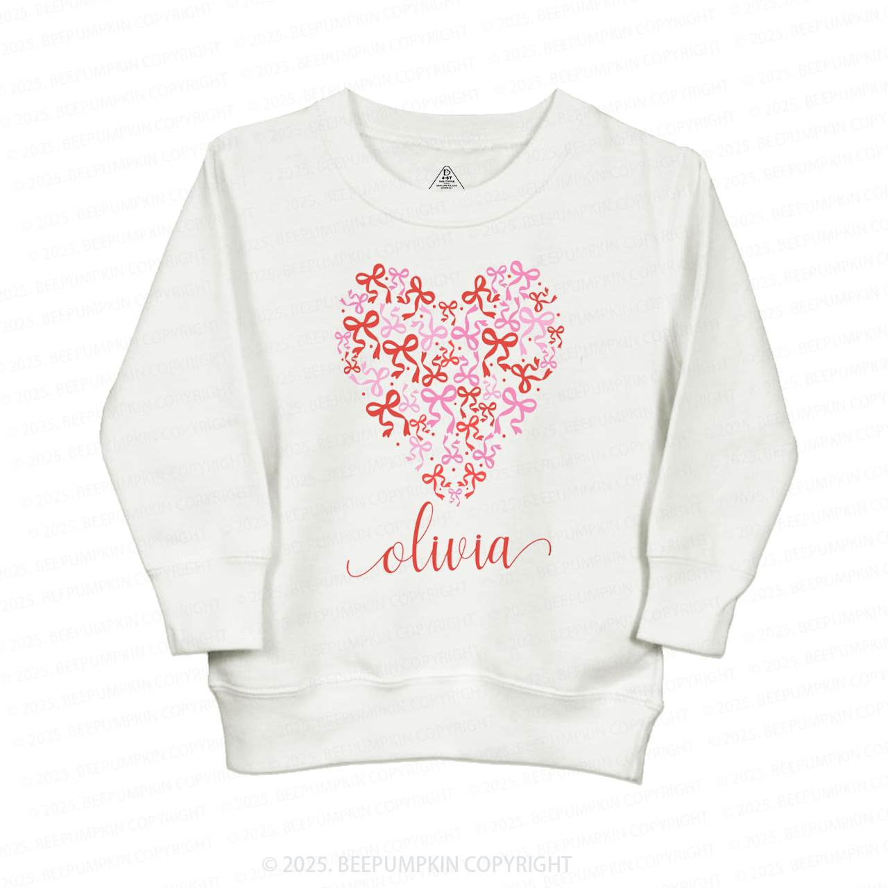 Personalized Name Butterfly Love Heart Valentine's Day Kid's Sweatshirt