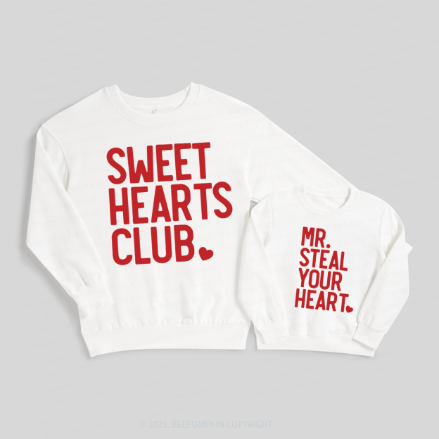 Sweet Hearts Club Valentine's Day Family Matching Sweatshirts