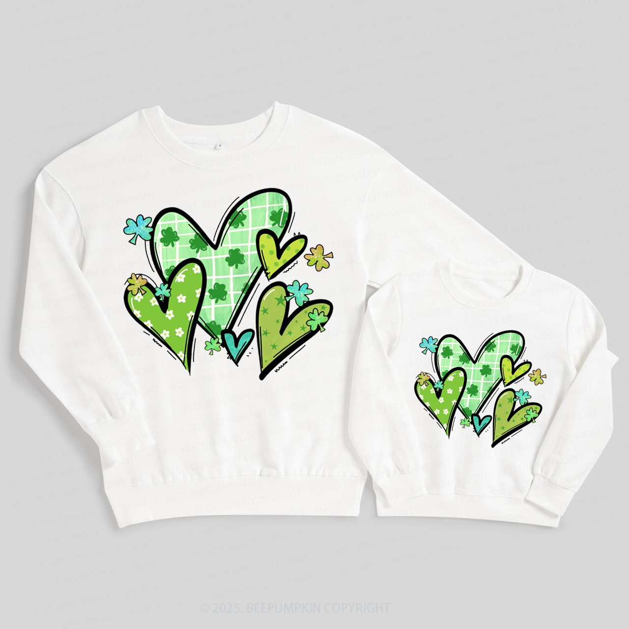 St.Patricks Day Hearts Family Matching Sweatshirts