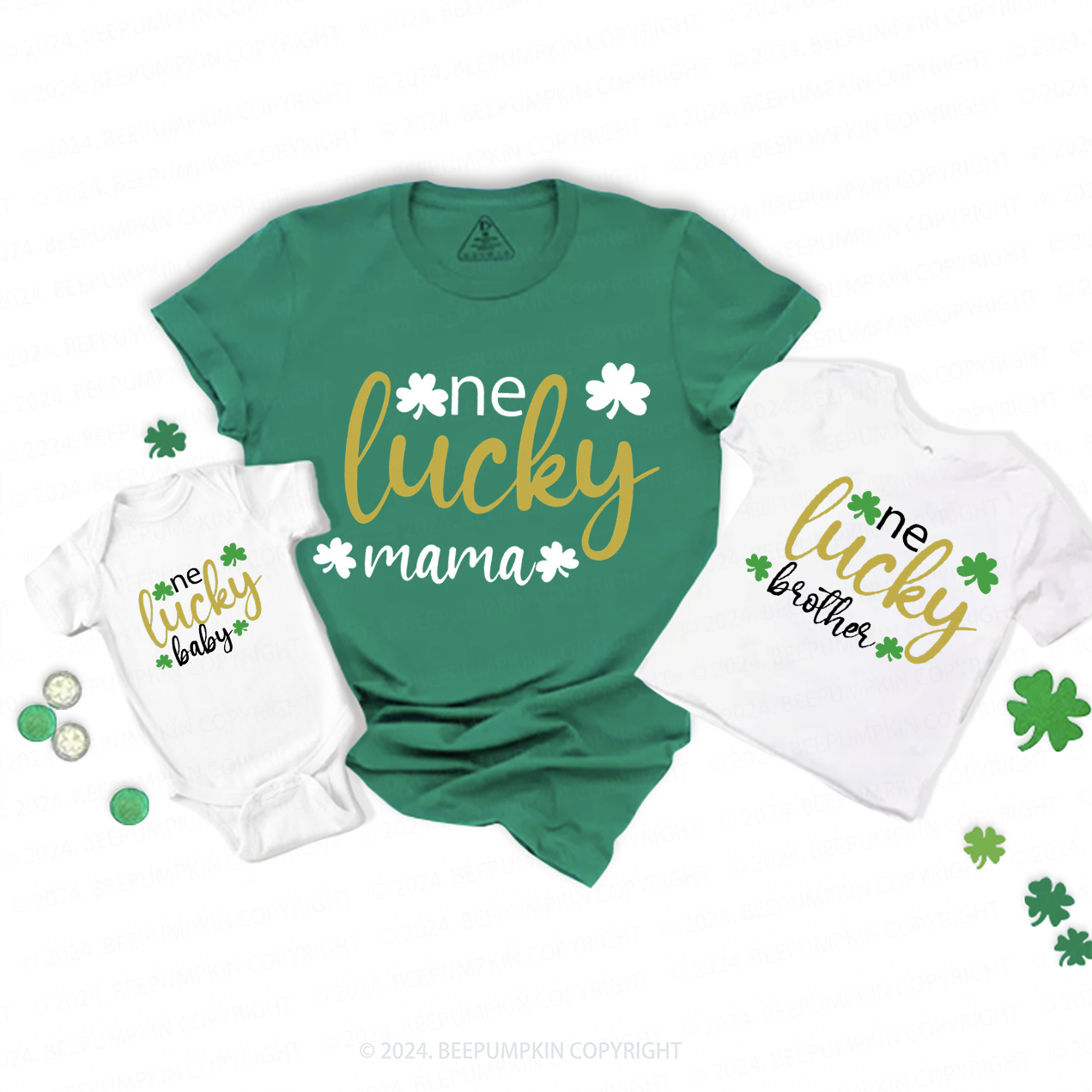 One Lucky St.Patricks Day Family Matching T-Shirts Beepumpkin
