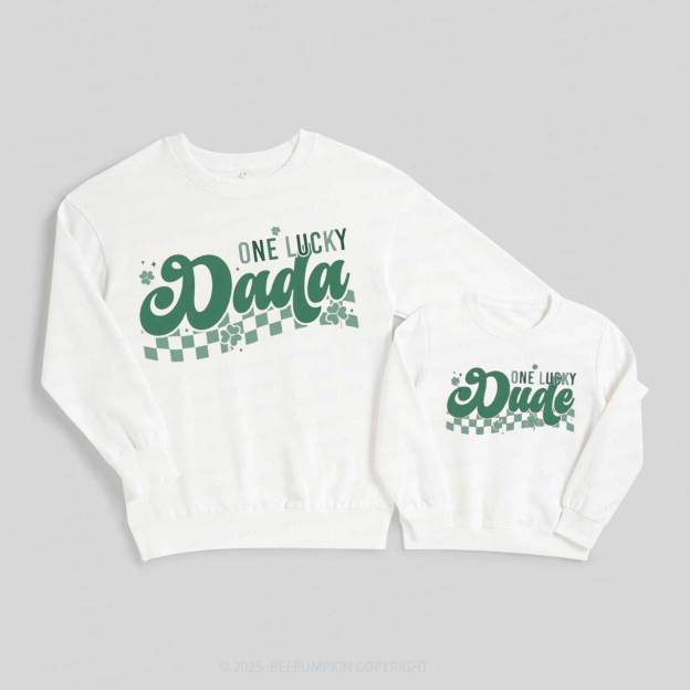Personalized One Lucky Dude St.Patricks Day Family Matching Sweatshirts