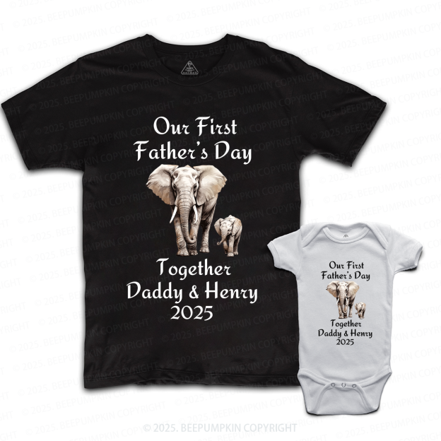 Custom Our First Father's Day Together Daddy And Me Matching Shirt