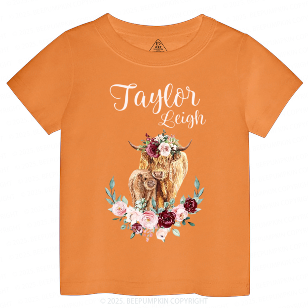 Personalized Name Highland Cow Baby Toddler&Kid's Tees Beepumpkin