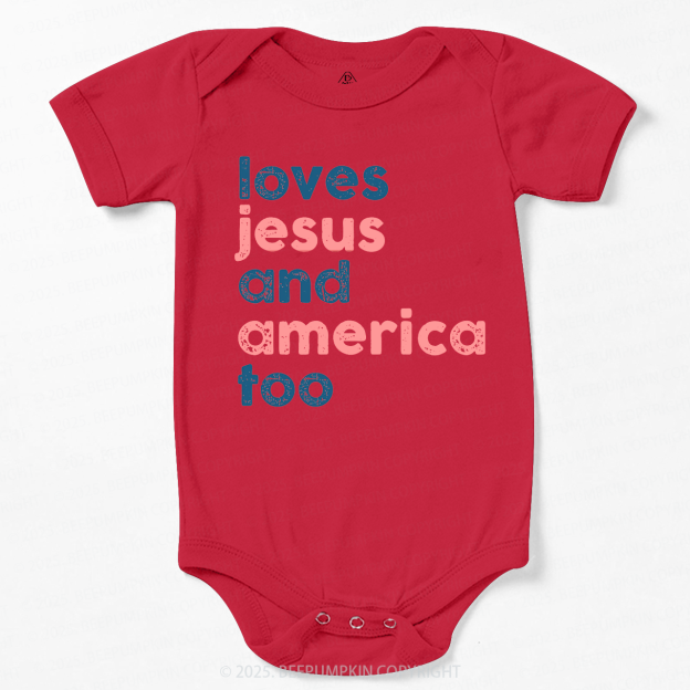 Loves Jesus And America Too Bodysuit Beepumpkin