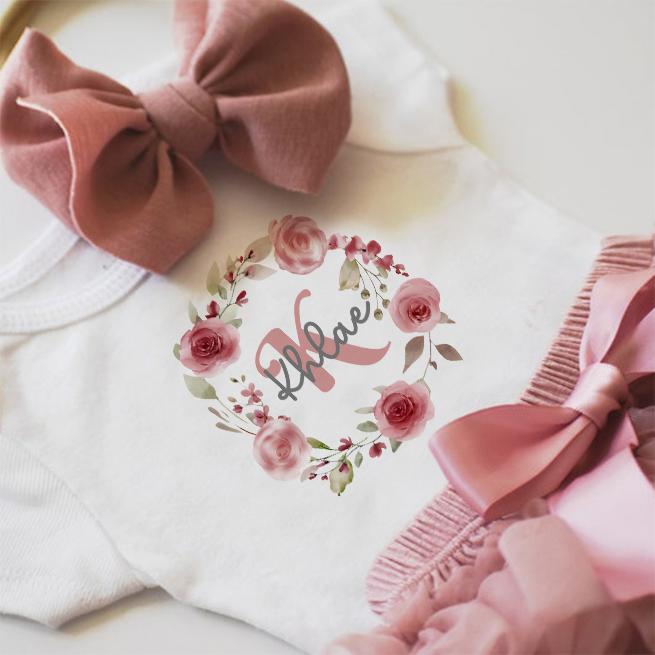 Personalized Name Garland Tutu Baby Girl Oufit Set