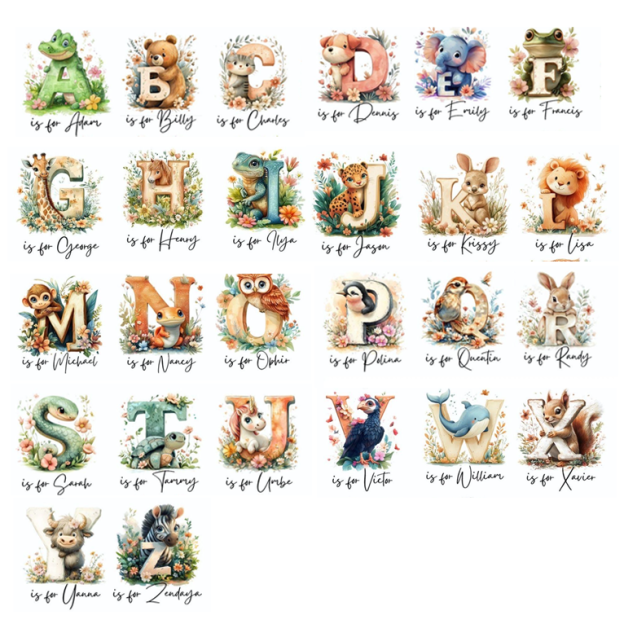 Personalized Name Animal Letter Bodysuit Beepumpkin
