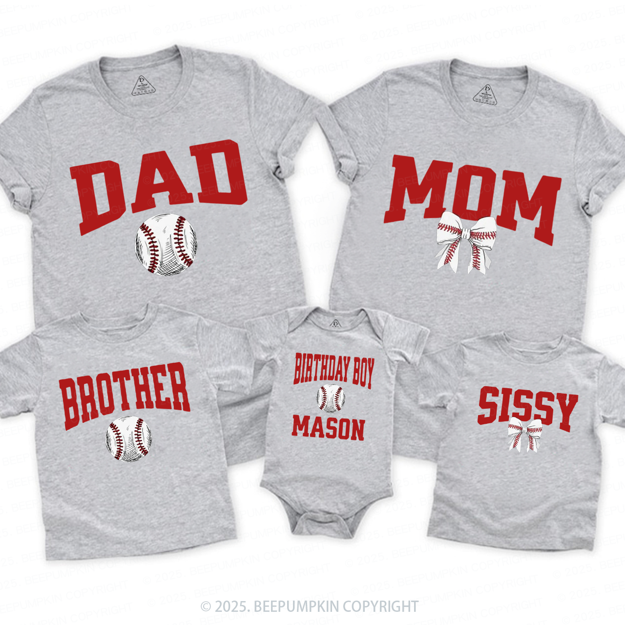 Baseball Birthday Family Matching Tees Beepumpkin