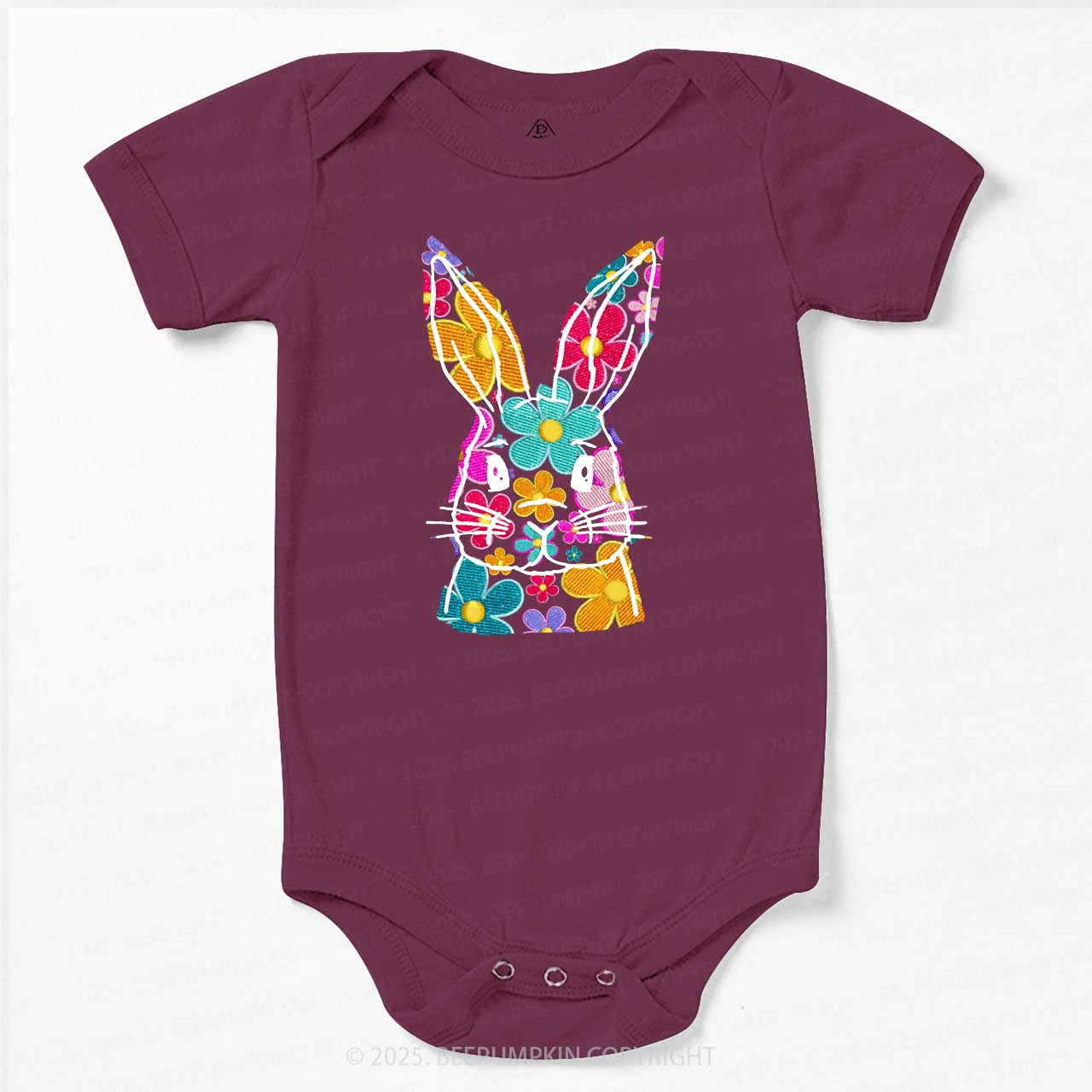 Bright Floral Bunny Easter Bodysuit Beepumpkin