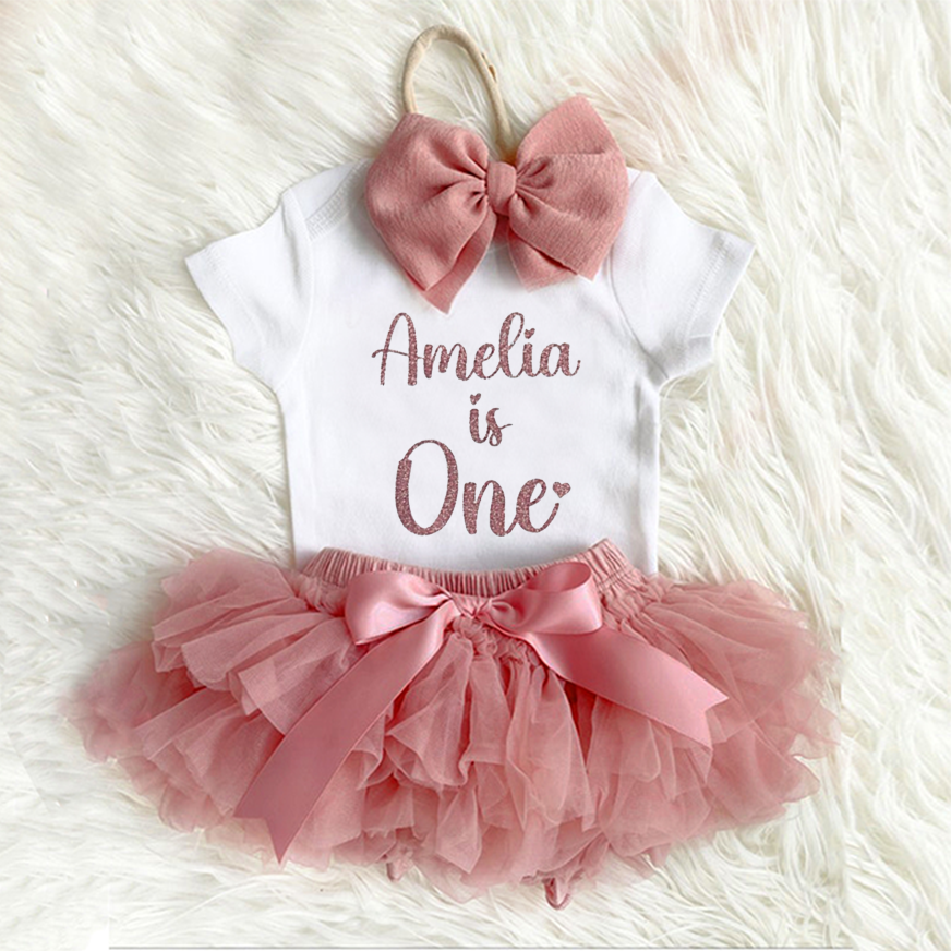 1st First Birthday Baby Girl Tutu Outfit Set (3 Pieces)