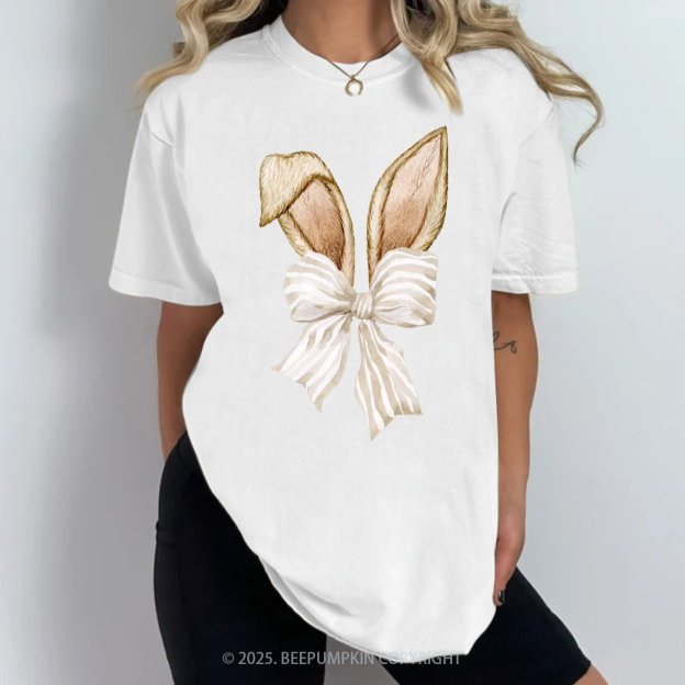 Coquette Bow Bunny Ears Easter  Mama T-Shirts