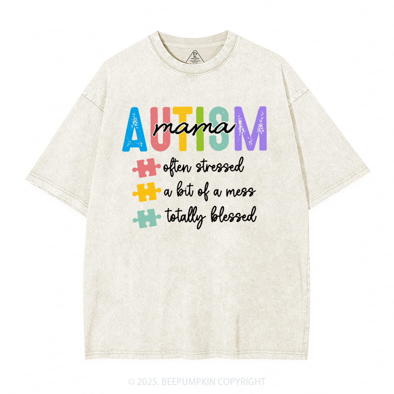 Awareness Autism Mama Washed T-Shirts