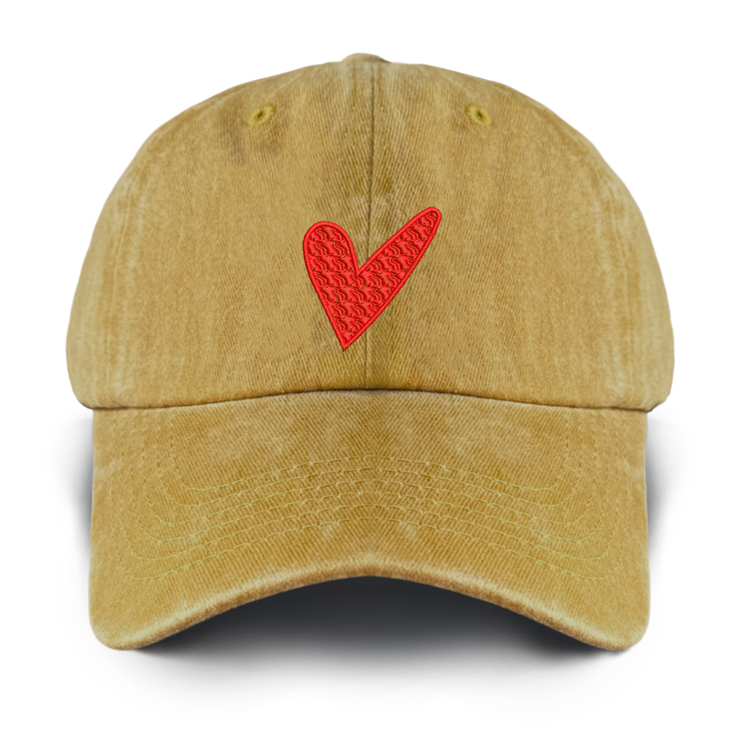 Red Love Heart Washed Baseball Cap For Kids
