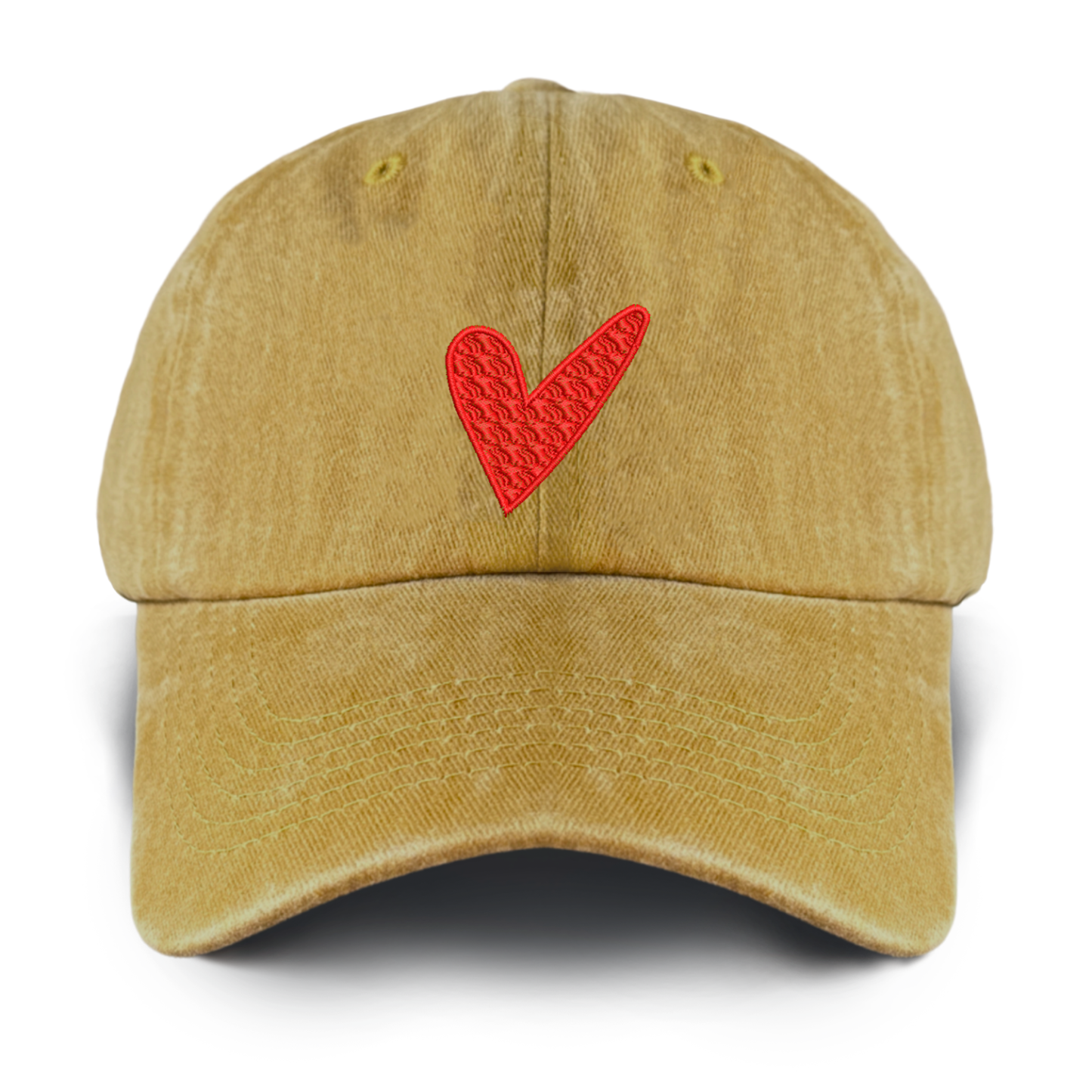 Red Love Heart Washed Baseball Cap For Kids