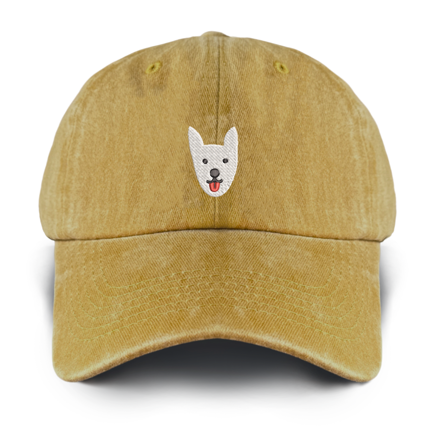 Embroidered White Dog Washed Baseball Cap For Kids