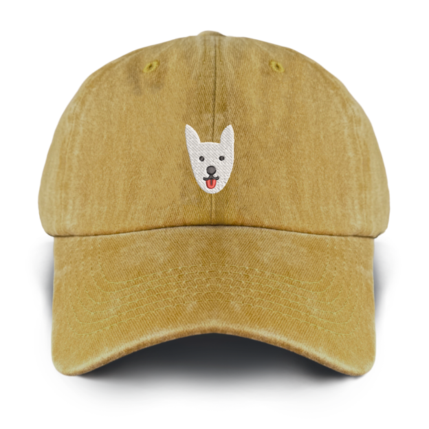 Embroidered White Dog Washed Baseball Cap For Kids
