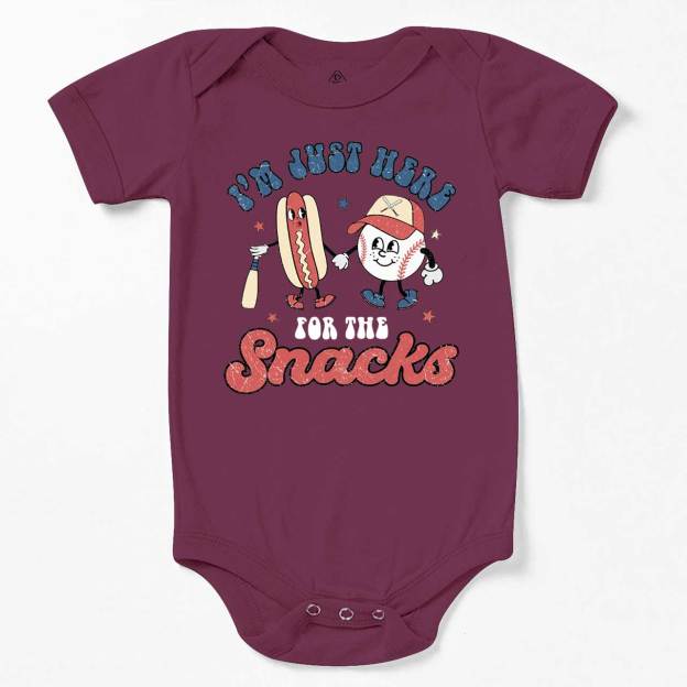 I'm Just Here For The Snacks Baseball Bodysuit Beepumpkin