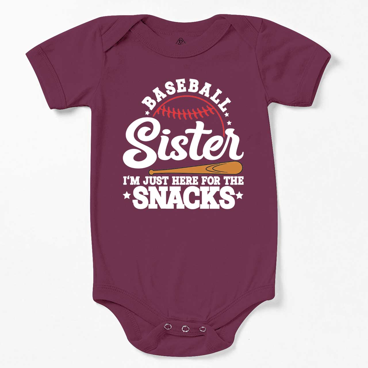 Baseball Sister I'm Just Here For The Snacks Bodysuit Beepumpkin