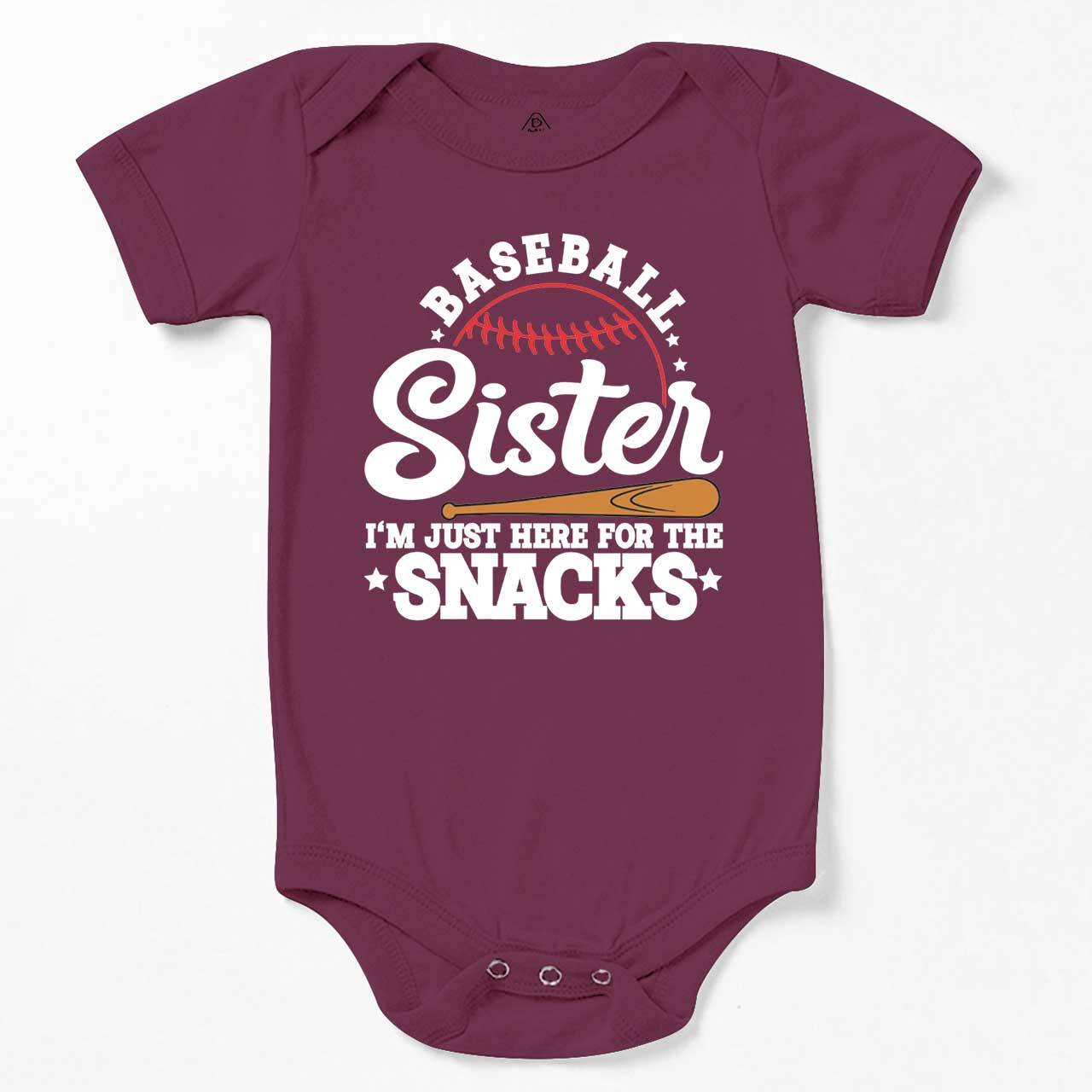 Baseball Sister I'm Just Here For The Snacks Bodysuit Beepumpkin