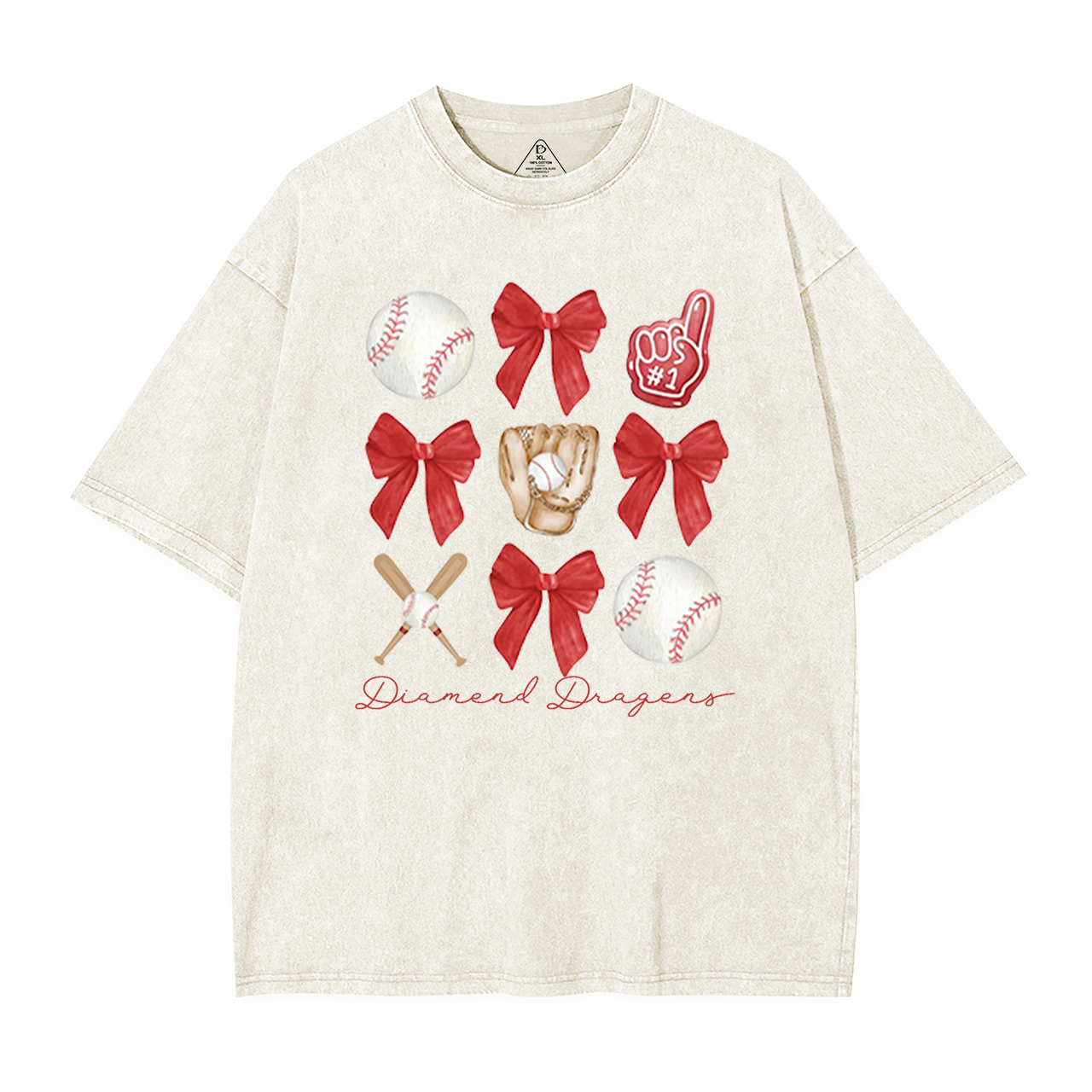 Personalized Bow Baseball Washed T-Shirts