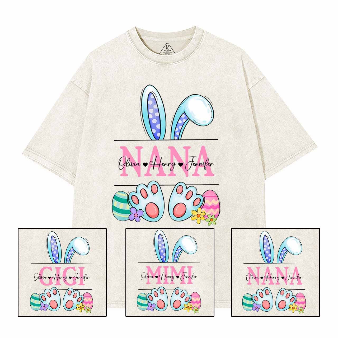 Personalized Name Nana Washed T-Shirts