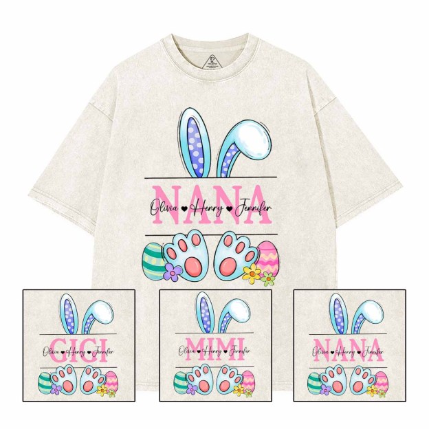Personalized Name Nana Washed T-Shirts