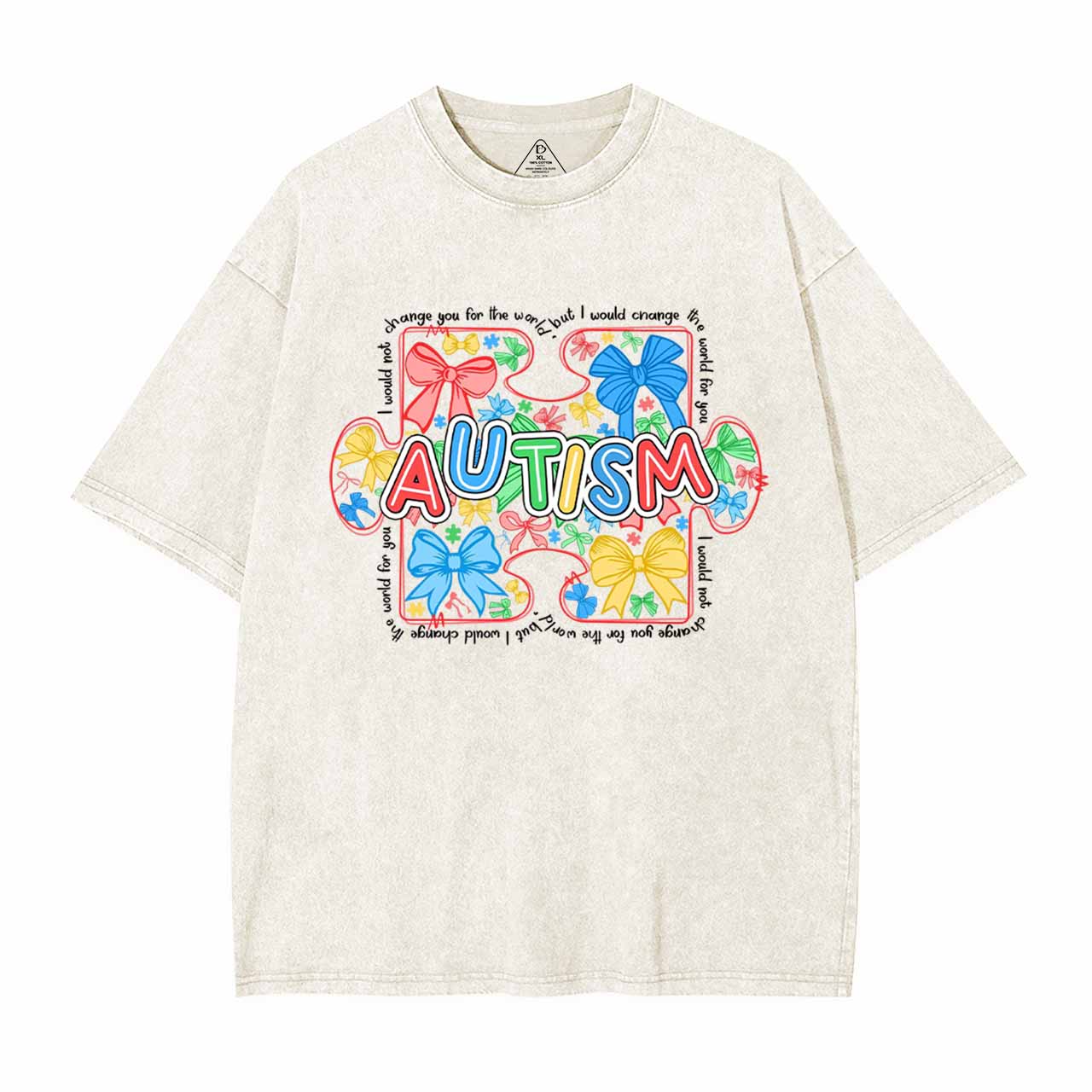 Autism Awareness Coquette Mama Washed T-Shirts