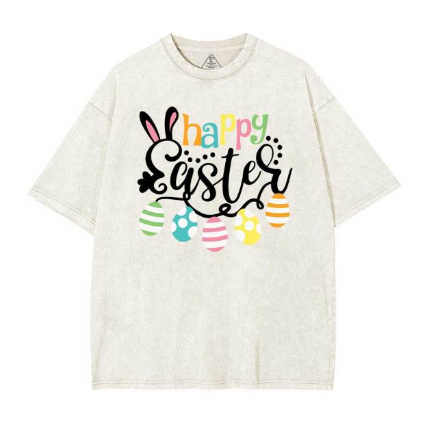 Happy Easter Mama Washed T-Shirts