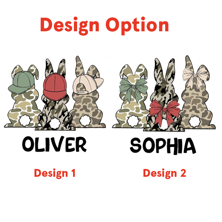 Personalized Name Camouflage Easter Bunny Kid's Sweatshirt