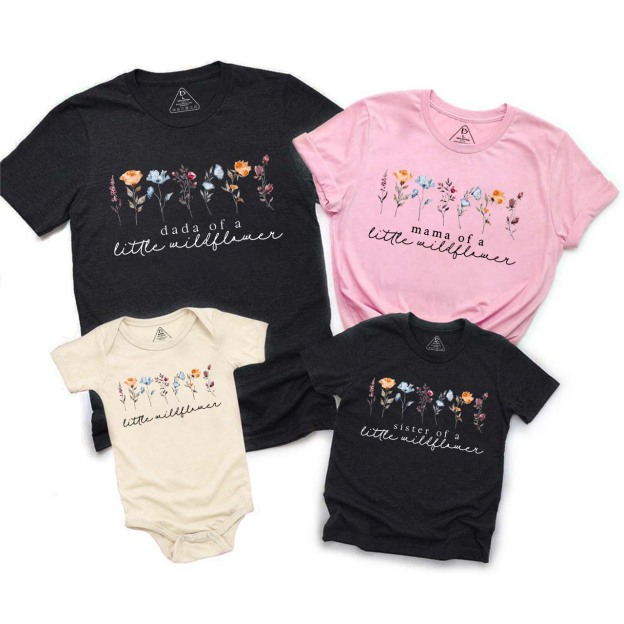 Boho Wildflower Birthday Family Matching Tees Beepumpkin