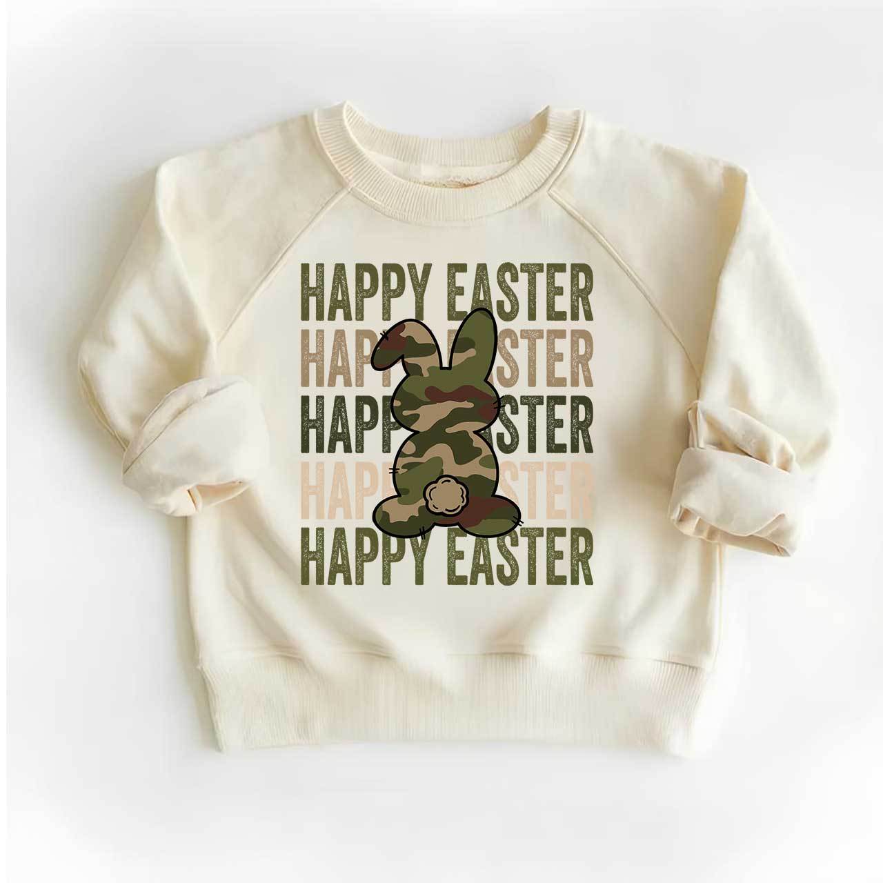 Easter Camouflage Happy Bunny Easter Kid's Sweatshirt