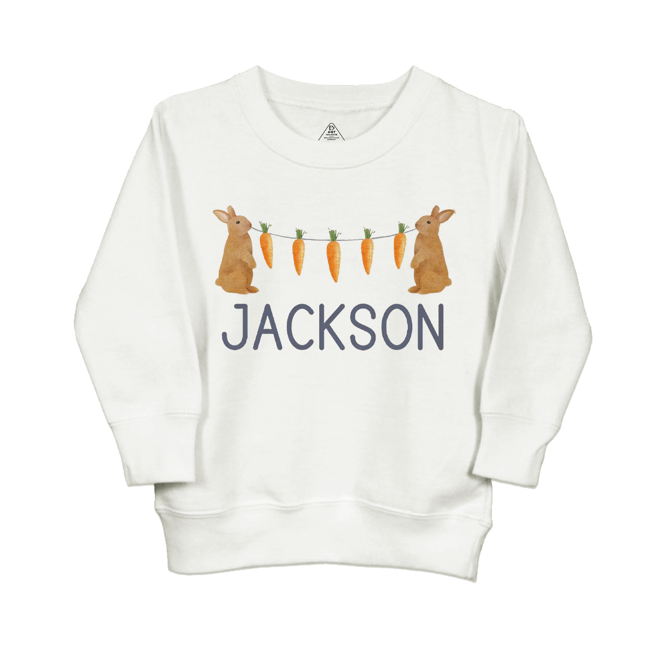 Personalized Name Bunny Carrot Easter Kid's Sweatshirt