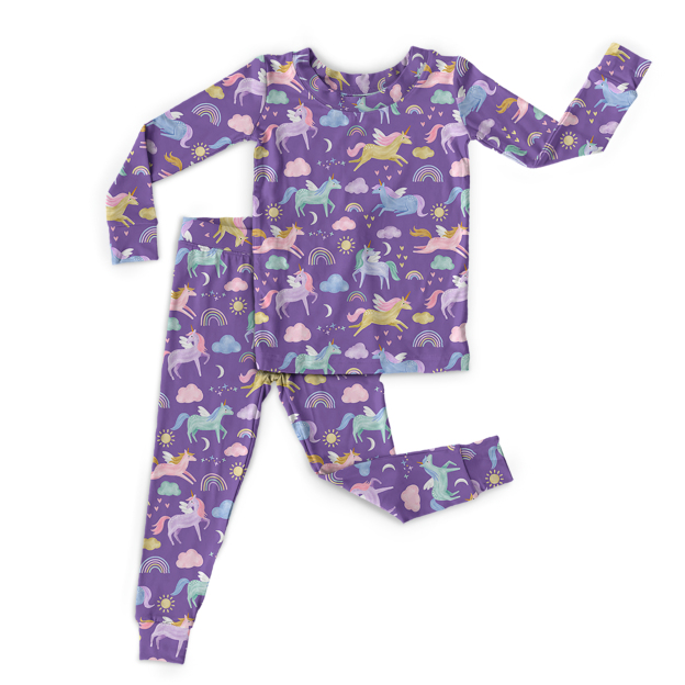 Rainbow Unicorn Two-Piece Pajama Set For Kids