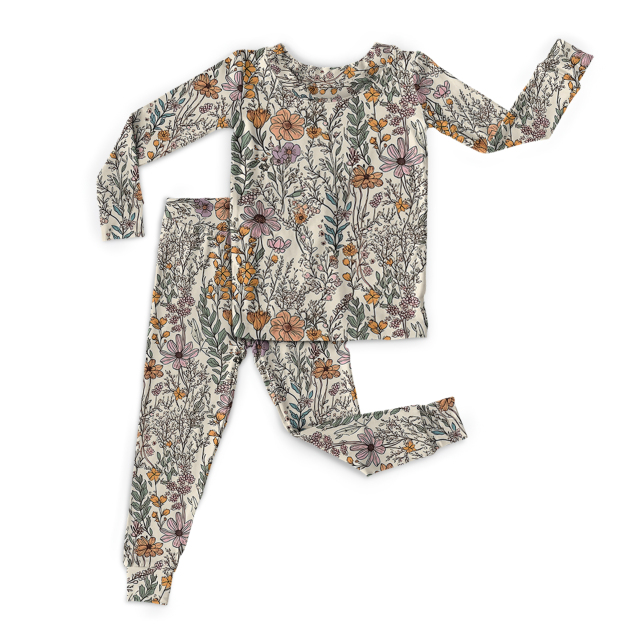 Wildflower Garden Floral Two-Piece Pajama Set For Kids