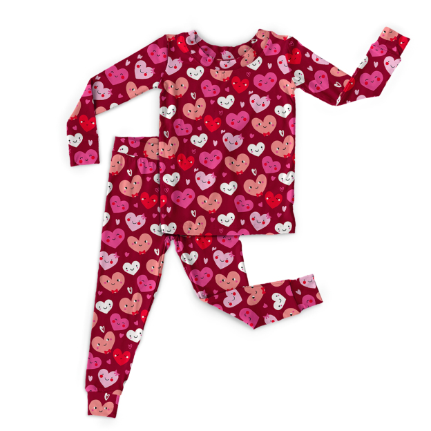 Love Smiley Face Two-Piece Pajama Set For Kids