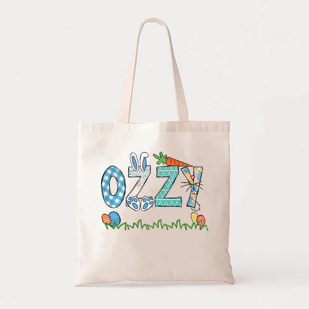Personalized Alphabet Name Easter Bunny Tote Bag