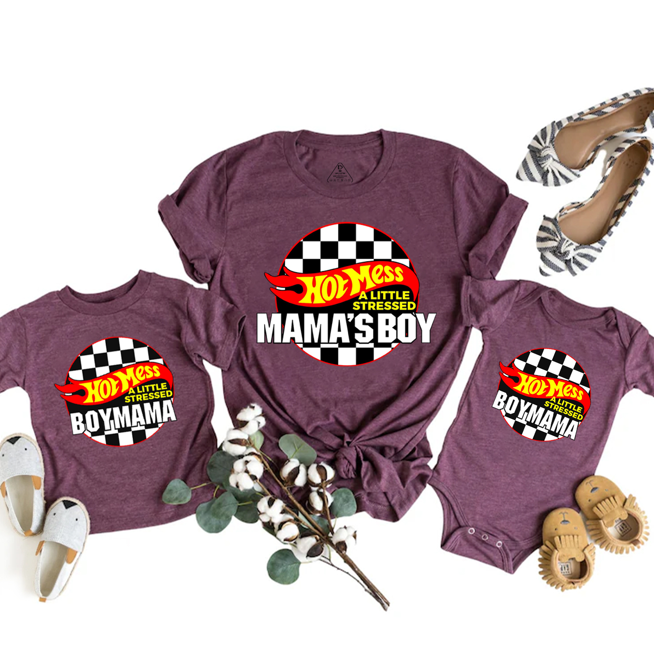 Hot Mess Boy Mama Matching Tees For Mother's Day