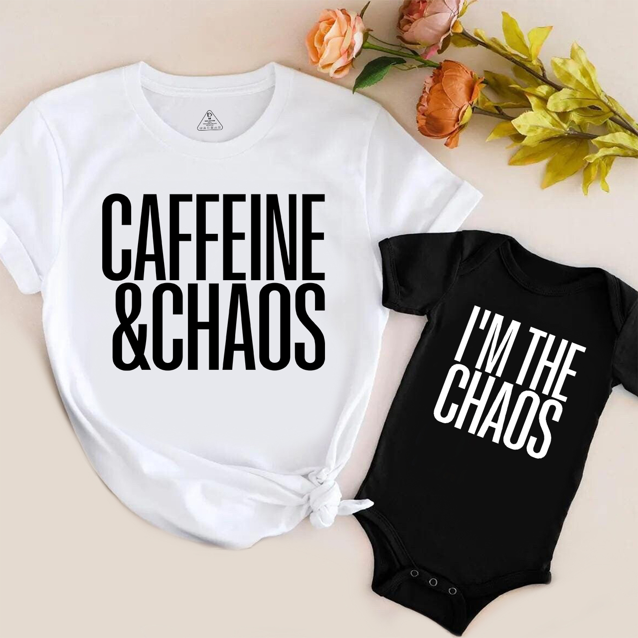 Caffeine And Chaos Funny T-Shirts For Mom&Me