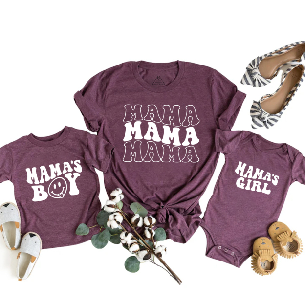 Mother's Day Gift Matching T-Shirt MAMA BOY GIRL